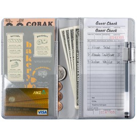 CoBak Server Book – Compact Organizer with Clear and Money Pockets, Pen Holder, Fits Apron Perfectly, Leather Waitress Book