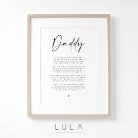 Lula Design Daddy Poem A4 or A5 PRINT- Fathers Day Gift, Daddy Birthday Gift, A poem for Daddy, Fathers Day Gift for Daddy from Child Children, Dad Gift