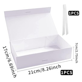 Gift Box with Lid Bow 21 x 17 x 7 cm, Gift Box, Magnetic Gift Box, Reusable Gift Box, Birthday, Gift Box with Ribbon, Large Decorative Box