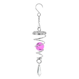 PATIKIL 8" Gazing Ball Spiral Tail, Decorative Wind Spinners 1" Crystal Glass Ball with Hanging Swivel Hook for Indoor Outdoor Garden Decoration, Purple