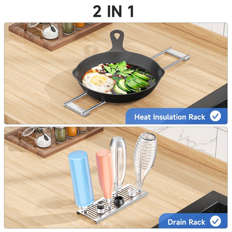 Expandable Over Sink Water Bottle Drying Rack with Dish Cloth
