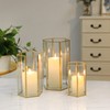 Glass Hurricane Candle Holder, Set of 3 Large Clear Hexagon