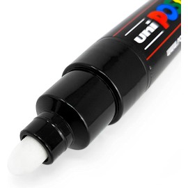 Posca Uni PC-7M Marker Art Pen - Large Bullet Tip - 4.5-5.5mm Nib - [Pack of 2] - Black and White