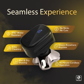 Skull Shaver Pitbull Gold PRO Electric Razor & Baby Beast Trimmer - Premium Cordless Electric Shaver for Men - for Wet & Dry Shaving - Features LED Battery Display - Comes with Travel Pouch