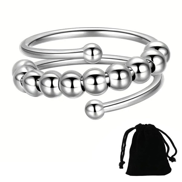 Anxiety Ring Adjustable Anxiety Ring Open Rings Rotating Beads Decompression