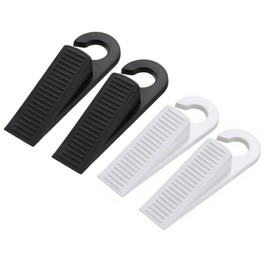 Guranko Doorstop, TPR Material, Soft and Scratch Resistant, Anti-Slip Knurled for Easy Installation (Black x 2 + 2 White)