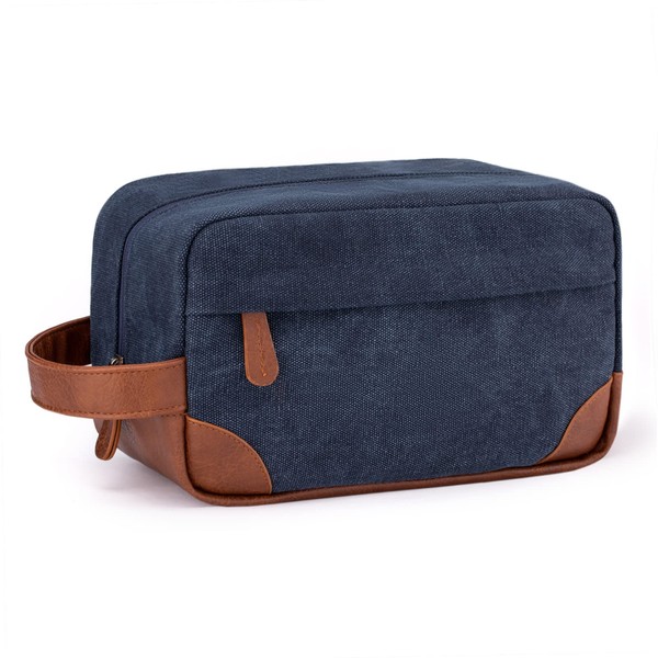 Vorspack Toiletry Bag Hanging Dopp Kit for Men Water Resistant Canvas Shaving Bag with Large Capacity for Travel - Navy Blue
