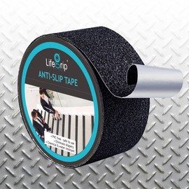 LifeGrip Anti-Slip Tape, Aluminum-Backed Grip Tape, Heavy Duty Safety Non-Slip Tape for Irregular or Textured Stair Step Tread Outdoor, Waterproof Non Skid Roll, 2" X 15' Black, Easy to Install