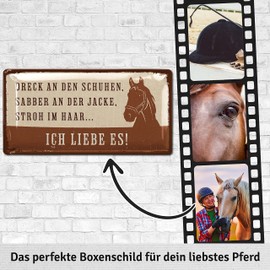 LANOLU Retro Tin Sign - Horse Sign - Gifts for Horse Lovers and Riders - Box Signs with Saying - Poster Horses Decoration, Vintage Metal Sign, 17 x 34 cm