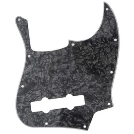 Musiclily Pro 5-String 10-Hole Contemporary J Bass Pickguard for Fender Mexican Jazz Bass, 4Ply Black Pearl