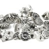 50PCS Engraved Flower Metal Buttons, 5 Styles Vintage Style Silver
