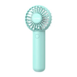 Coohea Mini Handheld Fan, Small Cute Design, 3 Powerful Speeds, USB Rechargeable Battery Operated, Portable Personal Fan with Base & Lanyard, for Eyelash Makeup Travel Beach Office Desk, Blue
