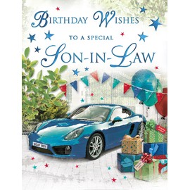 Regal Publishing Traditional Birthday Card Son Blue Sports Car - 8 x 6 inches