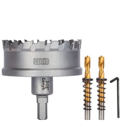 CENYB 3-1/8" (80mm) Tungsten Carbide Tipped Hole Saw with 2Pcs Titanium-Plated Pilot Drill Bits for Metal, Steel, Iron, Wood, Plastic