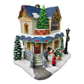 Home Accents Holiday Villa Casa Navideña Iluminada Luz Led Y Musical 2 Funciones