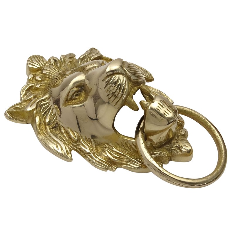 United Graphix Decorative Lion Face Brass Metal Door Knocker Traditional