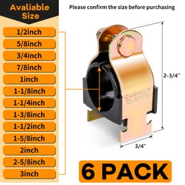 LBG Products 6 Pack Rubber Cushion Pipe Strut Clamps, 7/8" OD, Heat Resistant, Easy Installation with Bolts and Nuts