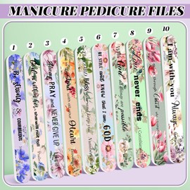 Lanties 50 Pack Christian Gifts for Women Bulk Bible Verse Scripture Nail Files Floral Emery Boards Christian Religious Party Employee Appreciation Gifts for Team Staff Coworkers Teachers