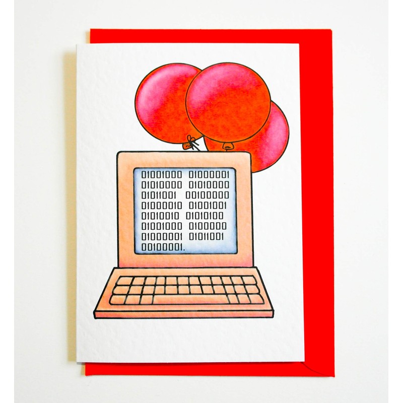 HAPPY BIRTHDAY! Binary Code Birthday Card Retro Computer Themed Card