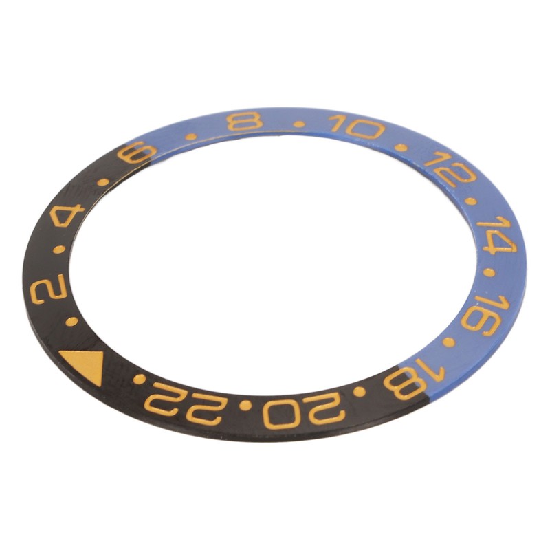 Ceramic Watch Bezel Insert 38mm Blue Black Base Gold Digit