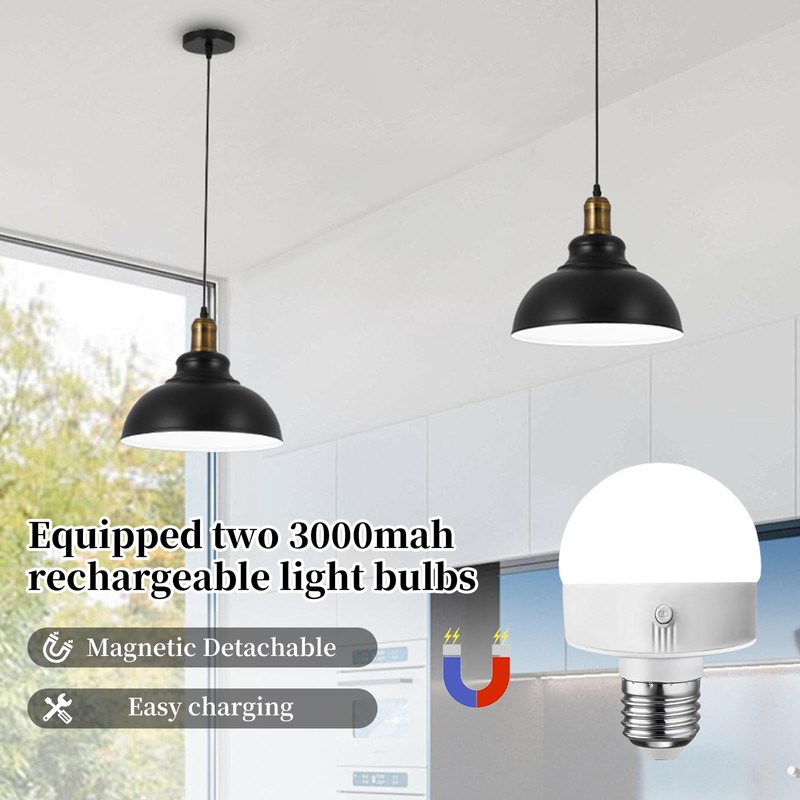 Battery Operated Pendant Lights,Rechargeable Pendant Light with Remote,Black Gold Pendant