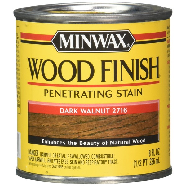 Minwax 22716 - 8 fl oz (1/2 pint) Wood Finish Interior Wood Stain, Dark Walnut 2716