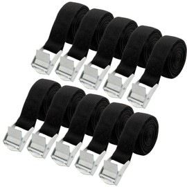Pack of 10 Lashing Straps with Clamping Lock Lashing Straps 2.5 cm x 2.5 m Lashing Strap Fastening Straps for Fastening Quick Release for Bicycle Luggage Black