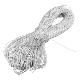 MECCANIXITY 131 Yard Metallic Cord,1mm(0.04inch) Silver Elastic Strings Metallic Stretch Thread Tinsel Rope Christmas Ribbon for Gift Wrapping,Jewelry Making, DIY Crafts