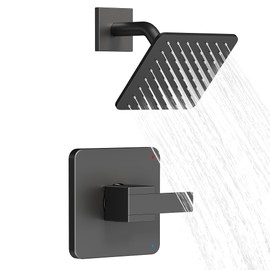 Replacement for Delta Faucet Shower Trim Kit 14 Series, Bathroom Shower Faucet Set with 6-Inch Matte Black Shower Head（Valve/Cartridge Not Included）