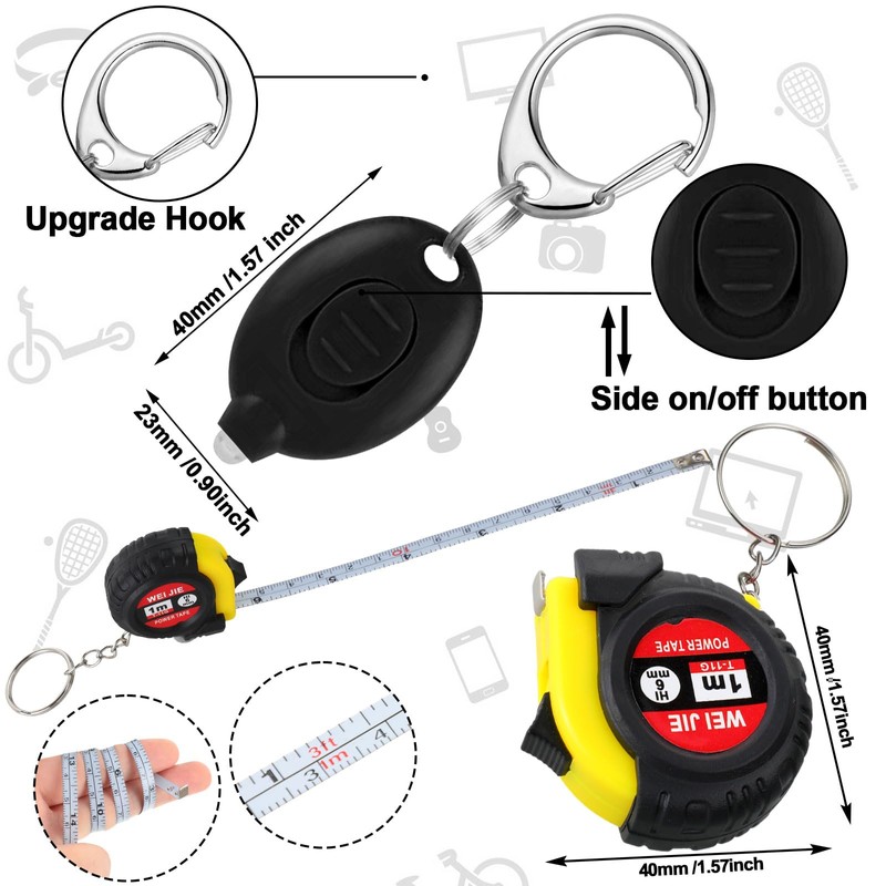 Jutom 36 Pcs Mini Screwdriver Keychain Tape Measure LED Lights