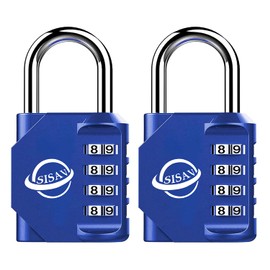 SISAV Combination Lock 4 Digit Outdoor Combination Padlock for School Gym Locker,Sports Locker,Fence Gate,Gate,Hasps and Toolbox,(Blue 2 Pack)