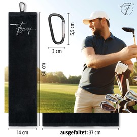 Fayrway Golf Towel Black – High-Quality Cotton Golf Towel with Carabiner for Hanging