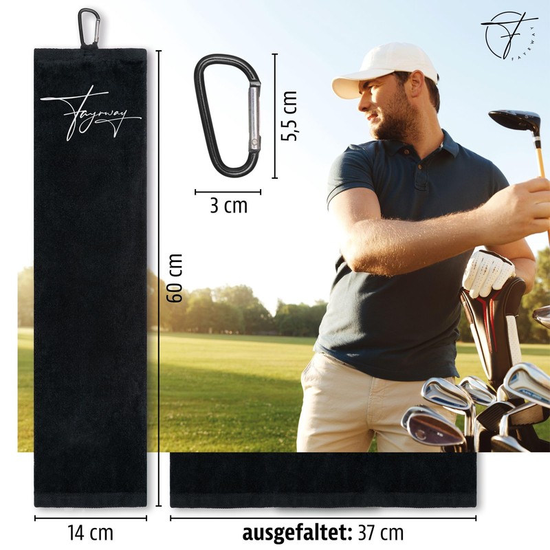 Fayrway Golf Towel Black – High-Quality Cotton Golf Towel with