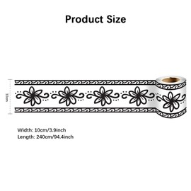 VisitRyl Wallpaper Border Peel and Stick Wall Border Sticker Home Ceiling Decor Edge Strip Border for Bathroom Living Room Kitchen Black Flowers 10cm x 240cm