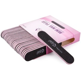 25pcs - PANA Mini Double-Sided Emery Nail File for Manicure, Pedicure, Natural, and Acrylic Nails - Black (Grit 100/100)