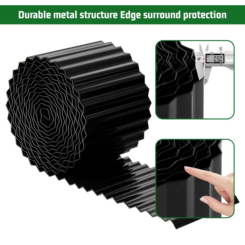 SnugNiture Corrugated Metal Garden Edging,8" x 20' Sturdy Lawn Edging