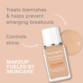 Neutrogena SkinClearing Oil-Free Acne and Blemish Fighting Liquid Foundation with Salicylic Acid Acne Medicine, Shine Controlling, for Acne Prone Skin, 20 Natural Ivory, 1 fl. oz