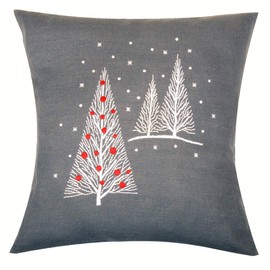 Vervaco Embroidery Cushion kit Christmas Trees, Cotton Blend, Assorted, 36 x 14 x 14 cm