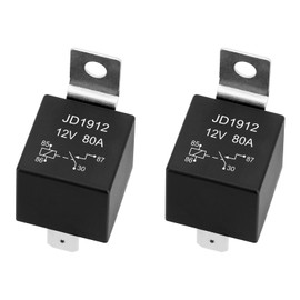 Weasch 2 Pack JD1912 Car Relay, 12V 80A, 4 Pins SPST, Automotive Switches and Starters, Waterproof Relay for Boat Tractor Truck Motorcycle (2)