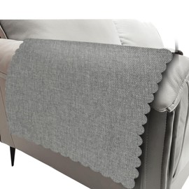 HAPLIFEZ Sofa Arm Covers, Non Slip Washable Couch Armrest Protectors Set of 2 - Linen Fabric Pet Proof Furniture Covers for Recliner, Sectional, L Shaped Couches, 18x24 Inch, Wavy Border, Grey