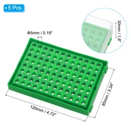 PATIKIL 96 Wells PCR Tube Rack For 0.2ml Test Strips Tubes, 5pcs Waterproof Tubes Filling Tray Centrifuge Tube Holder, Green
