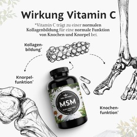 MSM tablets - 2000mg MSM (methylsulfonylmethane) per daily dose - 365 tablets (6 months) - With natural vitamin C from acerola - high dose