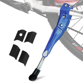 Side Stand, Blue Color Waterproof Wearable Adjustable Length Bike Kickstand Aluminum Alloy Material for 30 to 35mm Diameter Oval Tubes