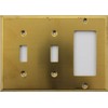 Raw Unfinished Brass 3 Gang Wall Plate - 2 Toggle Switches 1 GFI/Rocker Opening