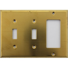 Raw Unfinished Brass 3 Gang Wall Plate - 2 Toggle Switches 1 GFI/Rocker Opening