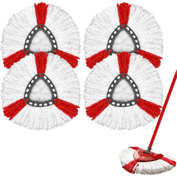 Pack of 4 Rotary Mop Heads for Vileda Mop, Triangle