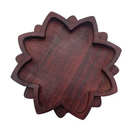 ZHU YU CHUN 1 PC Lotus Crystal Decorated Wooden Tray Mandala Crystal Tray Wooden Crystal Holder Stone Tray Wooden Jewelry Board Shelf Healing Crystal Organizer