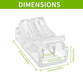 EPLZON 2 Pin 10 mm LED Strip Connector LED Light Connector Strip to Wire Quick Connector RGB Lights Adapter Clear Unwired Gapless Track Lighting Connector for 5050 LED RGB Strip Light(20pcs)