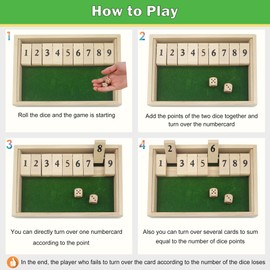 Shut the Box Game 2 Player, Wooden Table Dice Game Family Travel Game Traditional Pub Games for Adults Educational Table Game for Kids Age 3 4 5 6 +