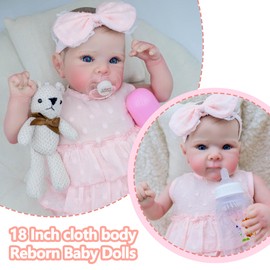 XSWPL Reborn Baby Dolls-18 Inch Realistic Baby Doll Soft Dolls That Look Real Lifelike Reborn Dolls with Gift Box for Kids Age 3+(Bettie-Pink)
